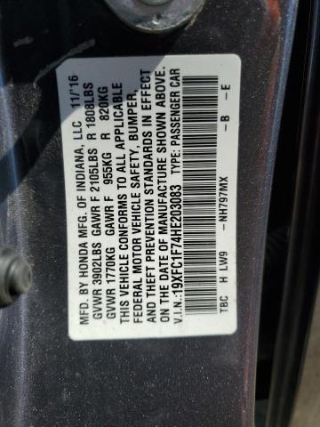 19XFC1F74HE203083 - 2017 HONDA CIVIC EXL GRAY photo 23