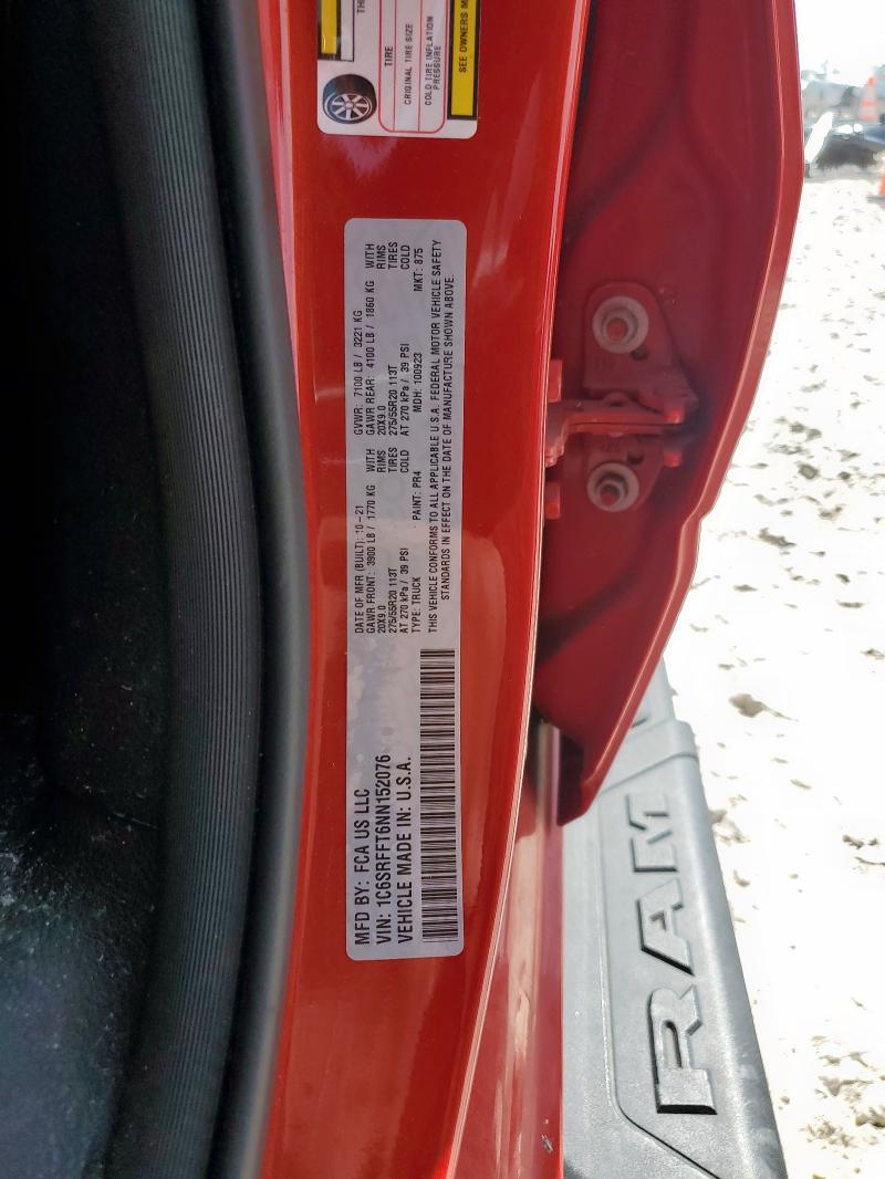 1C6SRFFT6NN152076 - 2022 RAM 1500 BIG HORN/LONE STAR RED photo 12