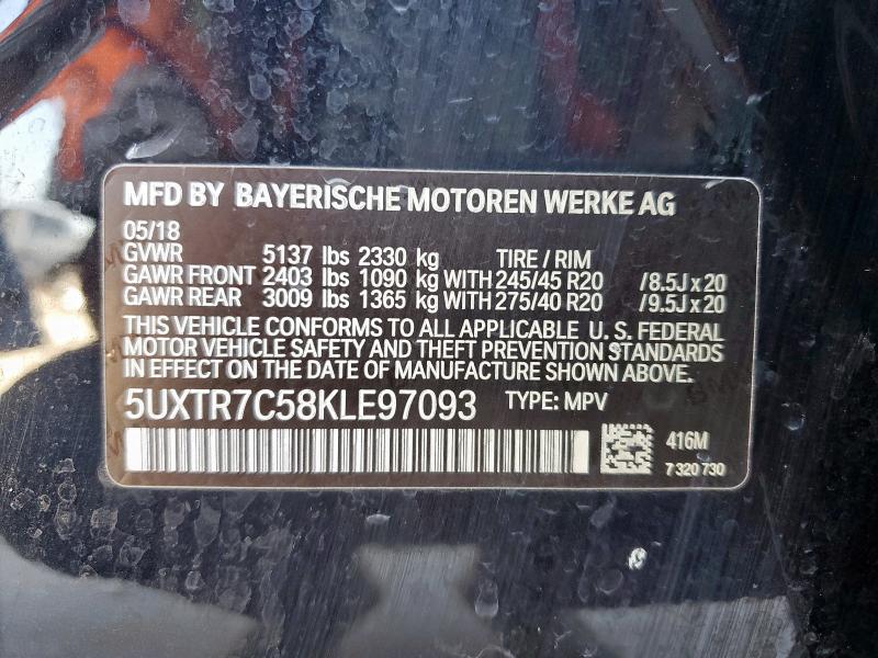 5UXTR7C58KLE97093 - 2019 BMW X3 SDRIVE30I BLUE photo 14