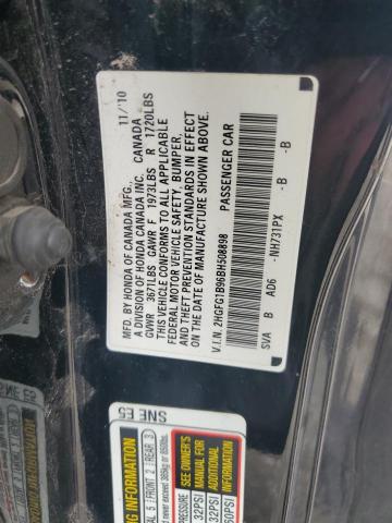 2HGFG1B96BH508898 - 2011 HONDA CIVIC EXL შავი ფოტო 12