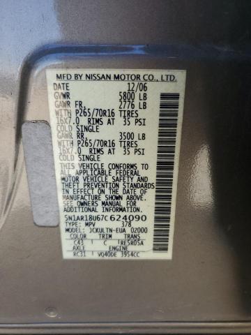 5N1AR18U67C624090 - 2007 NISSAN PATHFINDER LE GRAY photo 13
