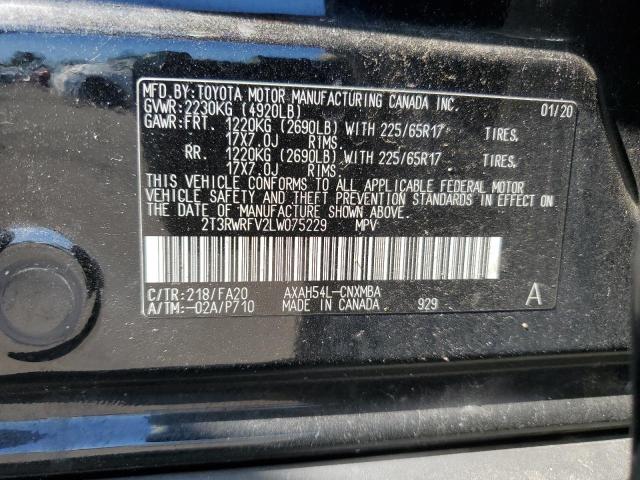 2T3RWRFV2LW075229 - 2020 TOYOTA RAV4 XLE BLACK photo 13