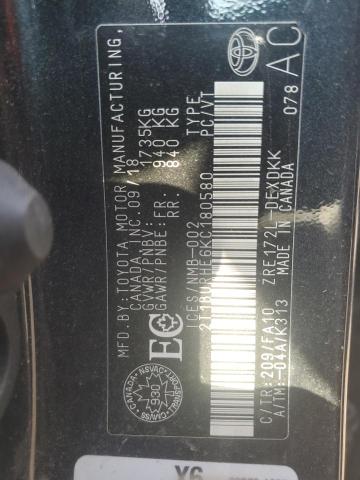 2T1BURHE6KC180580 - 2019 TOYOTA COROLLA L Қара фото 13