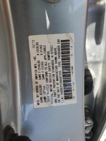 1HGCR2F32DA087255 - 2013 HONDA ACCORD LX Сріблястий фото 12