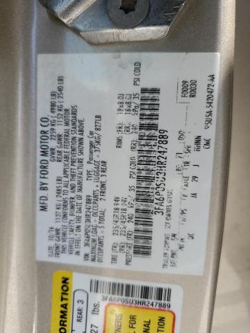 3FA6P0SU3HR247889 - 2017 FORD FUSION TITANIUM PHEV GOLD photo 13