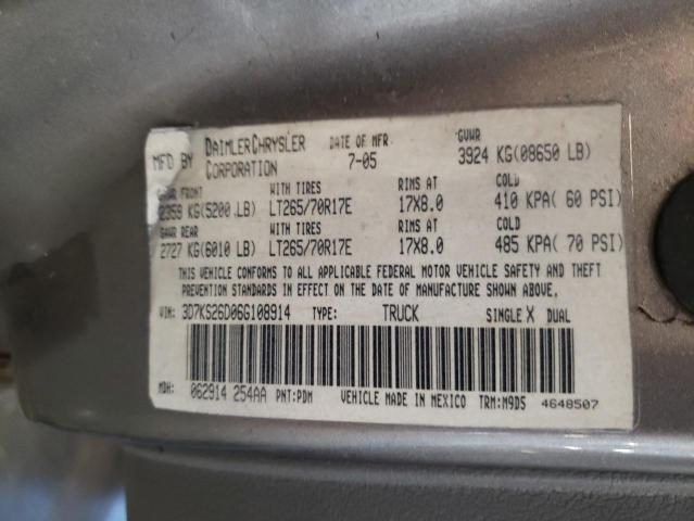 3D7KS26D06G108914 - 2006 DODGE RAM 2500 ST GRAY photo 12