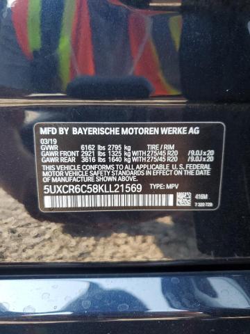 5UXCR6C58KLL21569 - 2019 BMW X5 XDRIVE40I BLACK photo 12