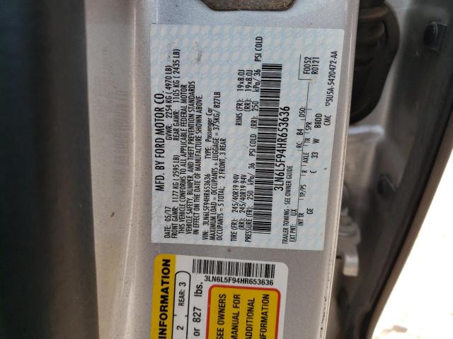 3LN6L5F94HR653636 - 2017 LINCOLN MKZ RESERVE ვერცხლისფერი ფოტო 12