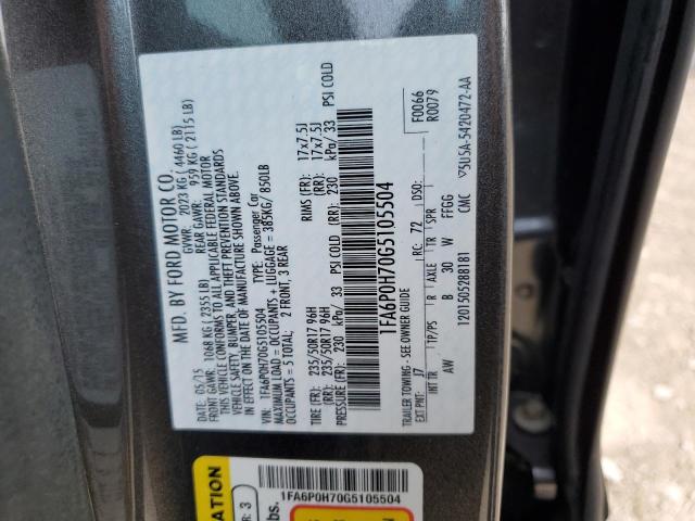 1FA6P0H70G5105504 - 2016 FORD FUSION SE CHARCOAL photo 13