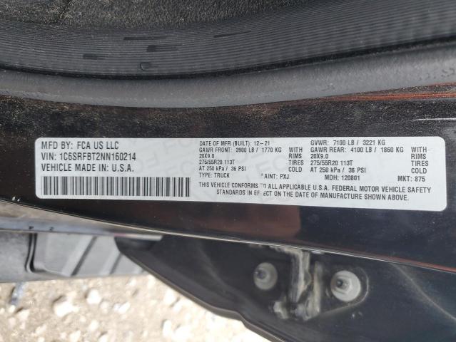 1C6SRFBT2NN160214 - 2022 RAM 1500 BIG HORN/LONE STAR BLACK photo 13