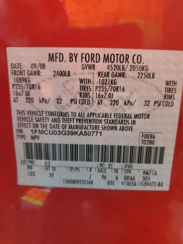 1FMCU03G39KA50771 - 2009 FORD ESCAPE XLT RED photo 13