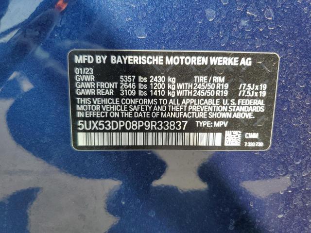 5UX53DP08P9R33837 - 2023 BMW X3 XDRIVE30I BLUE photo 14