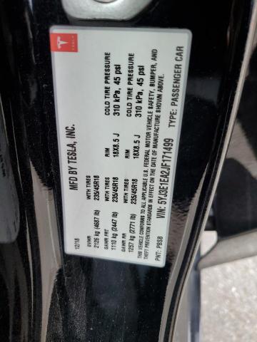 5YJ3E1EA2JF171499 - 2018 TESLA MODEL 3 შავი ფოტო 13