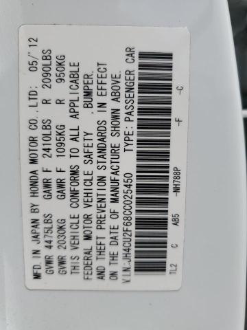 JH4CU2F68CC025450 - 2012 ACURA TSX TECH WHITE photo 12