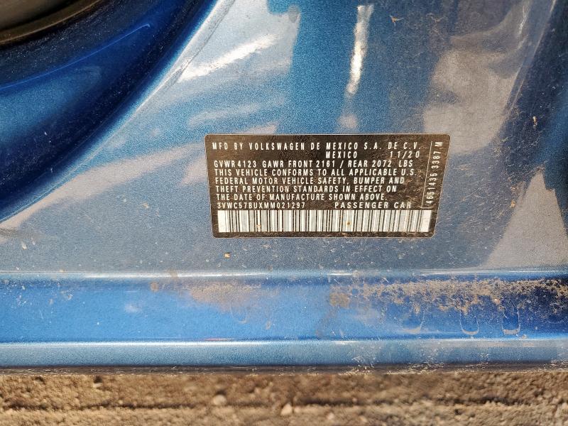 3VWC57BUXMM021297 - 2021 VOLKSWAGEN JETTA S 蓝色 照片 13