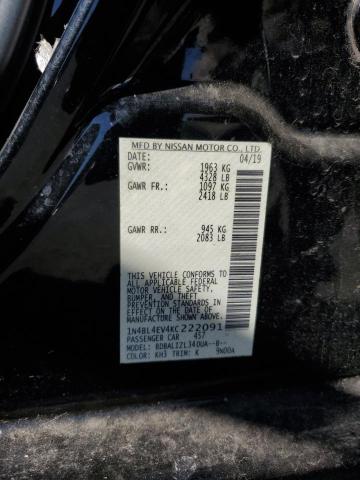 1N4BL4EV4KC222091 - 2019 NISSAN ALTIMA SL Қара фото 12