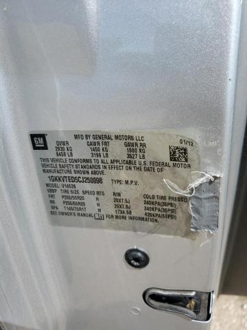 1GKKVTED5CJ250098 - 2012 GMC ACADIA DENALI SILVER photo 12