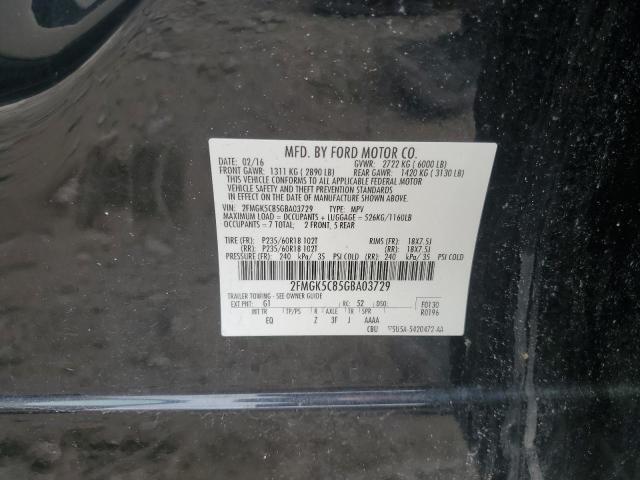 2FMGK5C85GBA03729 - 2016 FORD FLEX SEL BLACK photo 13