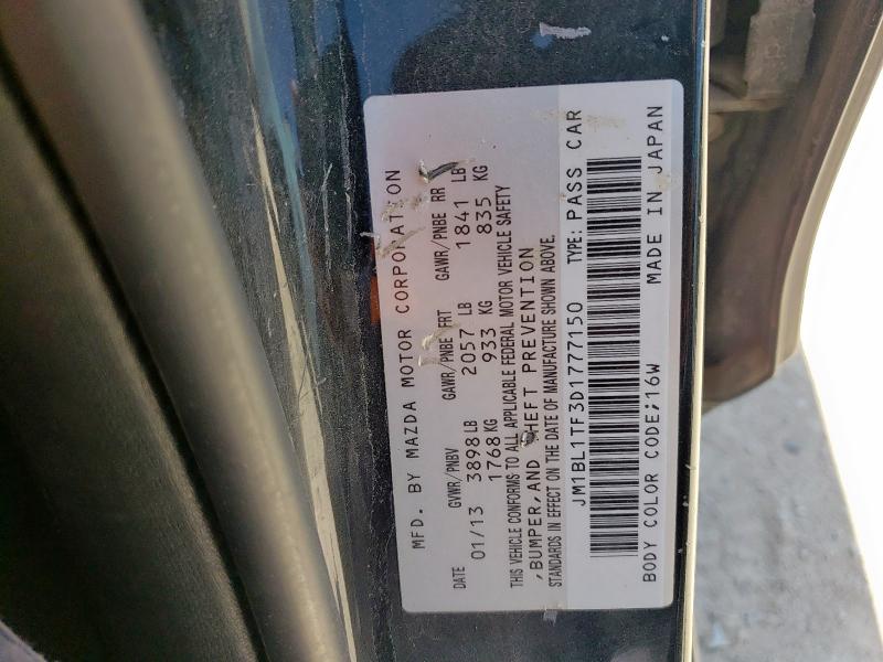 JM1BL1TF3D1777150 - 2013 MAZDA 3 I أسود صورة 12