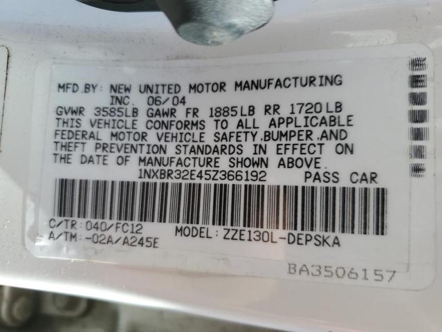 1NXBR32E45Z366192 - 2005 TOYOTA COROLLA CE 白色 照片 12