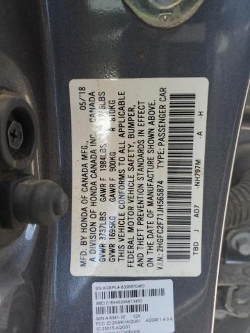 2HGFC2F71JH565874 - 2018 HONDA CIVIC EX 石墨色 照片 12