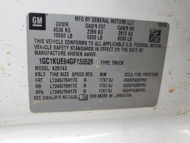 1GC1KUE84GF135526 - 2016 CHEVROLET SILVERADO K2500 HEAVY DUTY WHITE photo 12