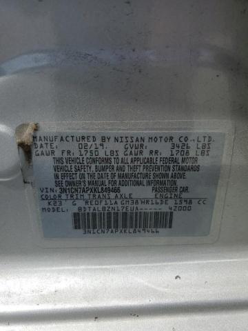 3N1CN7APXKL849466 - 2019 NISSAN VERSA S Gümüş fotoğraf 12
