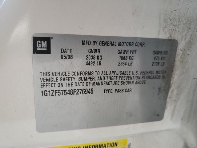 1G1ZF57548F276946 - 2008 CHEVROLET MALIBU HYBRID WHITE photo 12