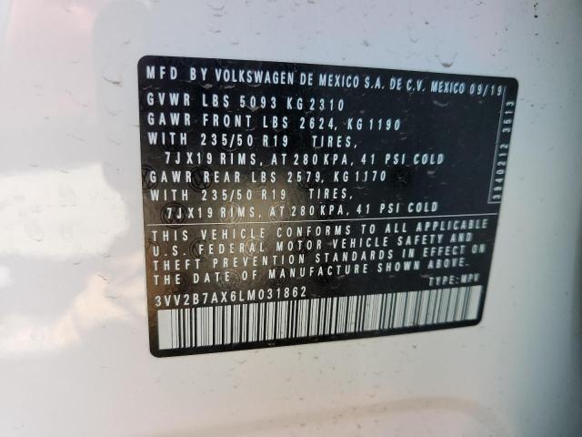 3VV2B7AX6LM031862 - 2020 VOLKSWAGEN TIGUAN SE Beyaz fotoğraf 14