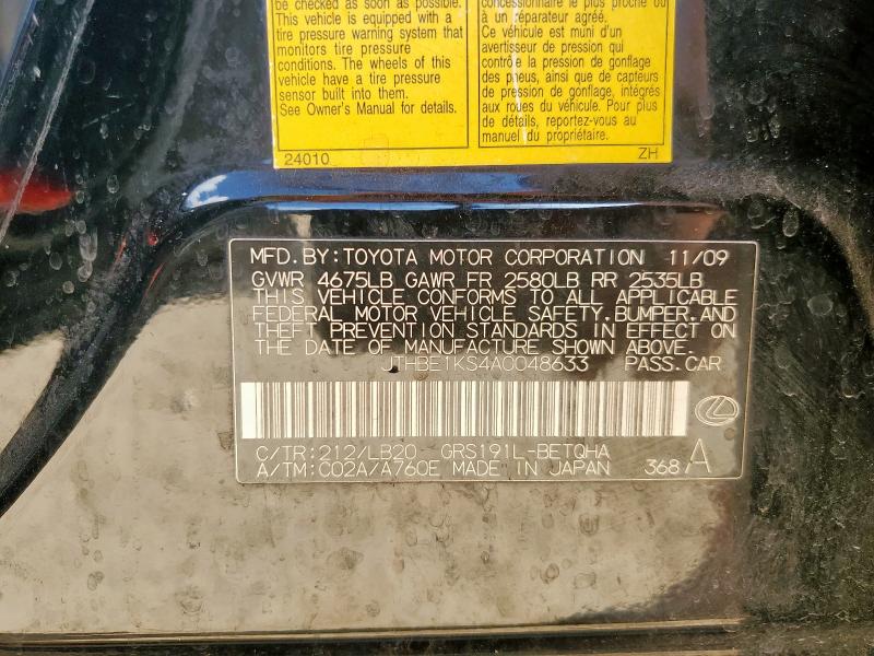 JTHBE1KS4A0048633 - 2010 LEXUS GS 350 BLACK photo 13