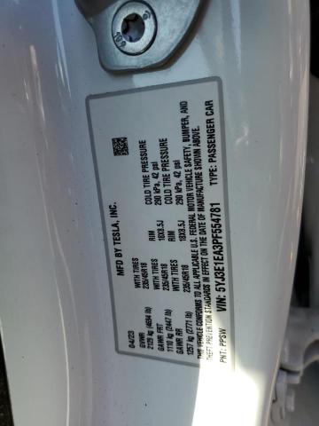 5YJ3E1EA3PF554781 - 2023 TESLA MODEL 3 WHITE photo 13