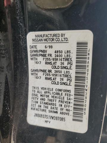 JN8AR07S1YW397085 - 2000 NISSAN PATHFINDER LE 黑色 照片 13