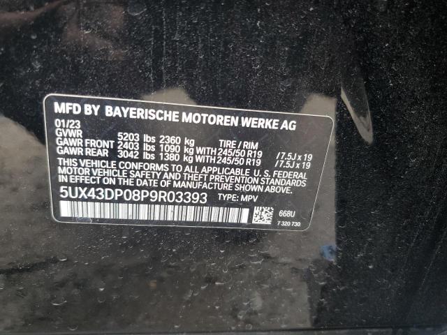 5UX43DP08P9R03393 - 2023 BMW X3 SDRIVE30I BLACK photo 14