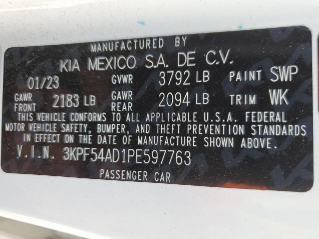 3KPF54AD1PE597763 - 2023 KIA FORTE GT LINE WHITE photo 13