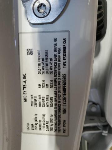 5YJ3E1EA0PF606982 - 2023 TESLA MODEL 3 Blanco foto 12