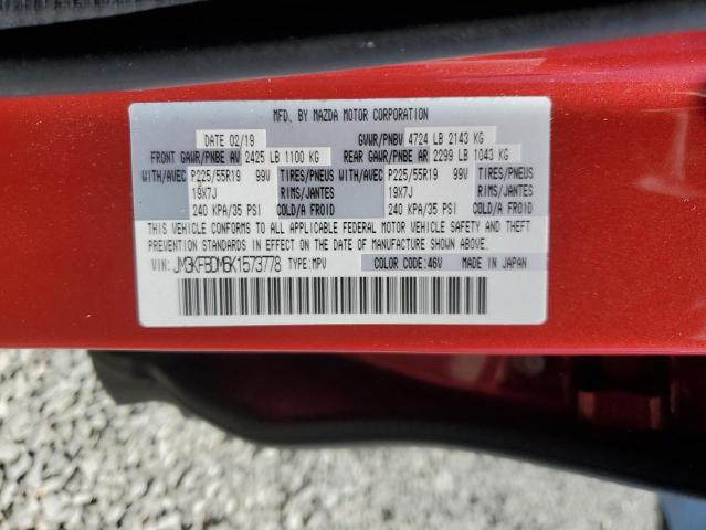 JM3KFBDM6K1573778 - 2019 MAZDA CX-5 GRAND TOURING RED photo 13
