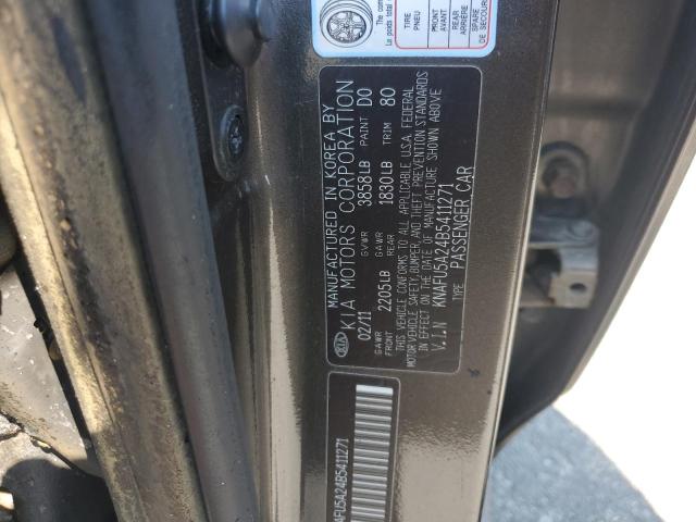 KNAFU5A24B5411271 - 2011 KIA FORTE EX ნაცრისფერი ფოტო 12