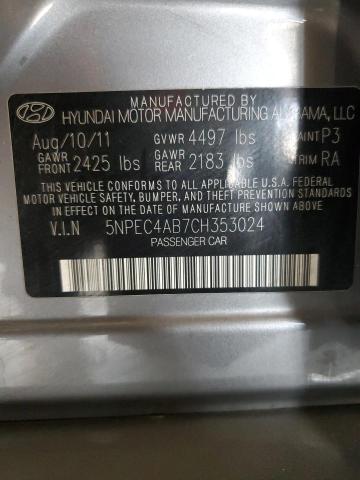 5NPEC4AB7CH353024 - 2012 HYUNDAI SONATA SE GRAY photo 12