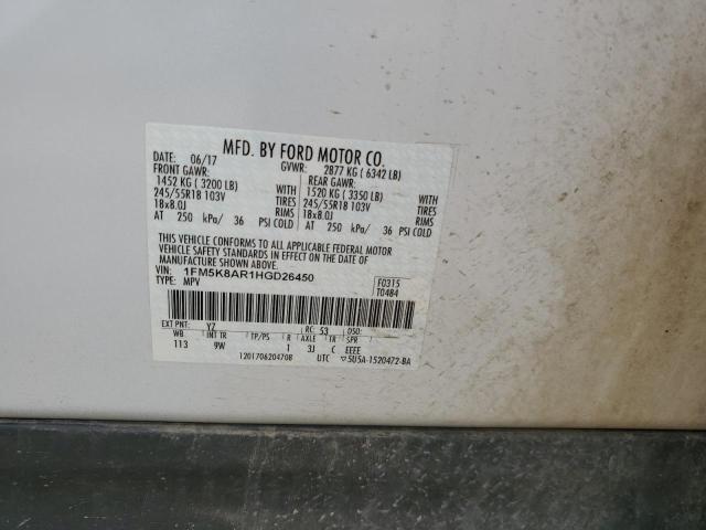 1FM5K8AR1HGD26450 - 2017 FORD EXPLORER POLICE INTERCEPTOR 白色 照片 13