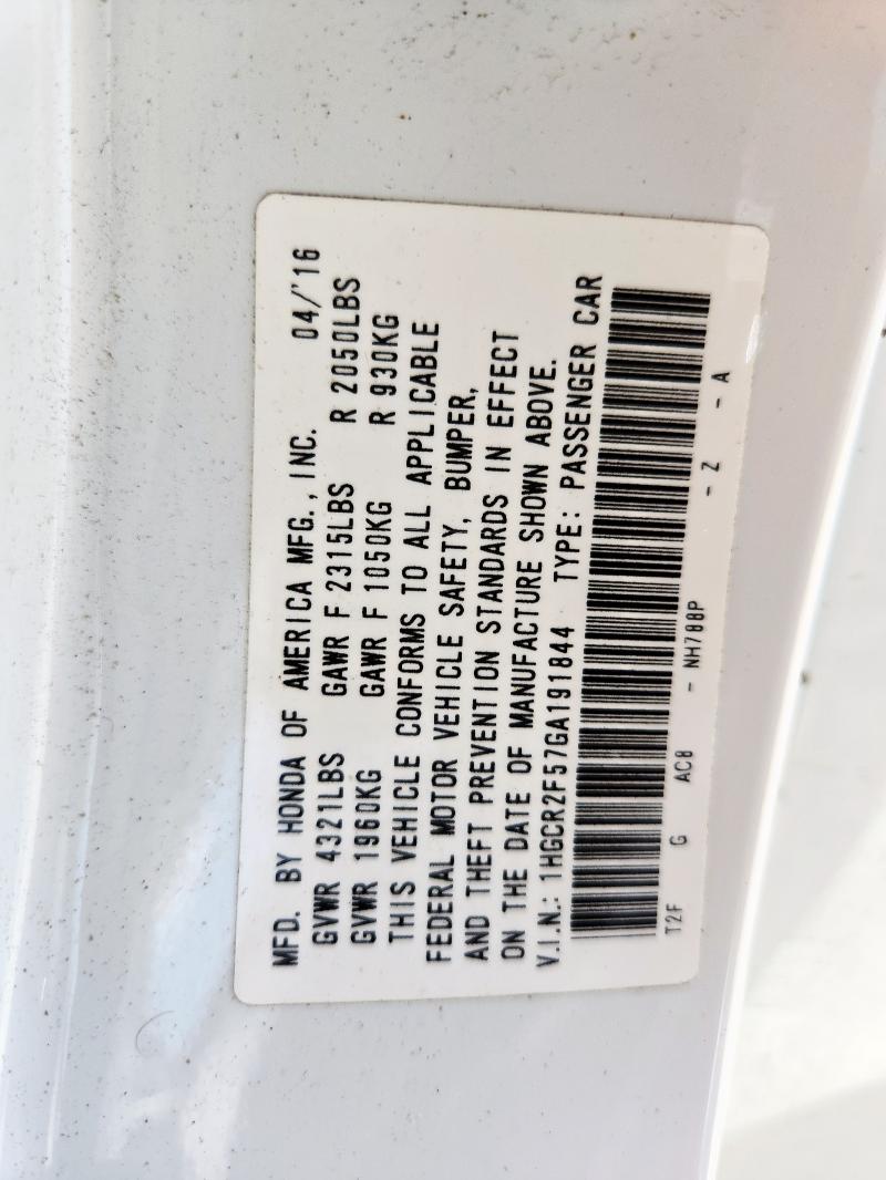 1HGCR2F57GA191844 - 2016 HONDA ACCORD SPORT Weiß Foto 13