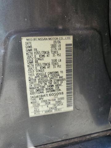 5N1AR18U47C605098 - 2007 NISSAN PATHFINDER LE GRAY photo 12