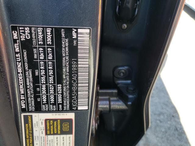 4JGDA5HB6CA019891 - 2012 MERCEDES-BENZ ML 350 4MATIC CHARCOAL photo 13