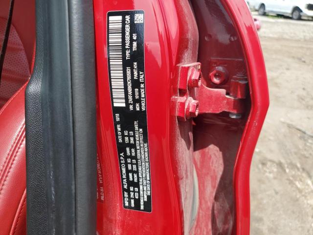 ZARFANBN2K7605831 - 2019 ALFA ROMEO GIULIA TI RED photo 12