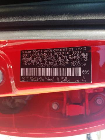 JTDKDTB37D1044597 - 2013 TOYOTA PRIUS C RED photo 12