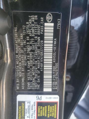4T4BF1FK1DR277228 - 2013 TOYOTA CAMRY L BLACK photo 12