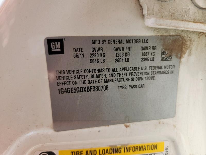 1G4GE5GDXBF380708 - 2011 BUICK LACROSSE CXS WHITE photo 12