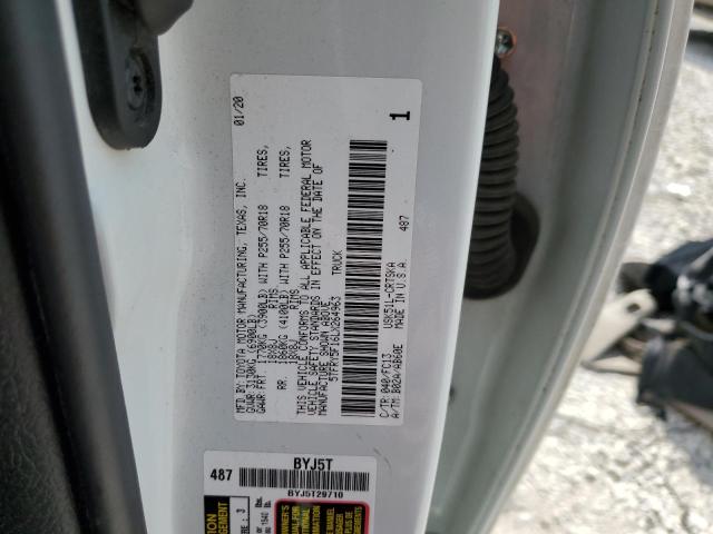 5TFRY5F16LX264963 - 2020 TOYOTA TUNDRA DOUBLE CAB SR/SR5 WHITE photo 12