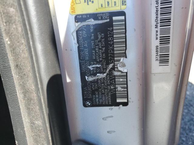 WBAWV13577PK48124 - 2007 BMW 3 SERIES I SULEV SILVER photo 13