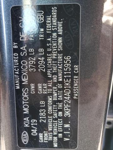 3KPF24AD1KE115956 - 2019 KIA FORTE FE رمادي صورة 13