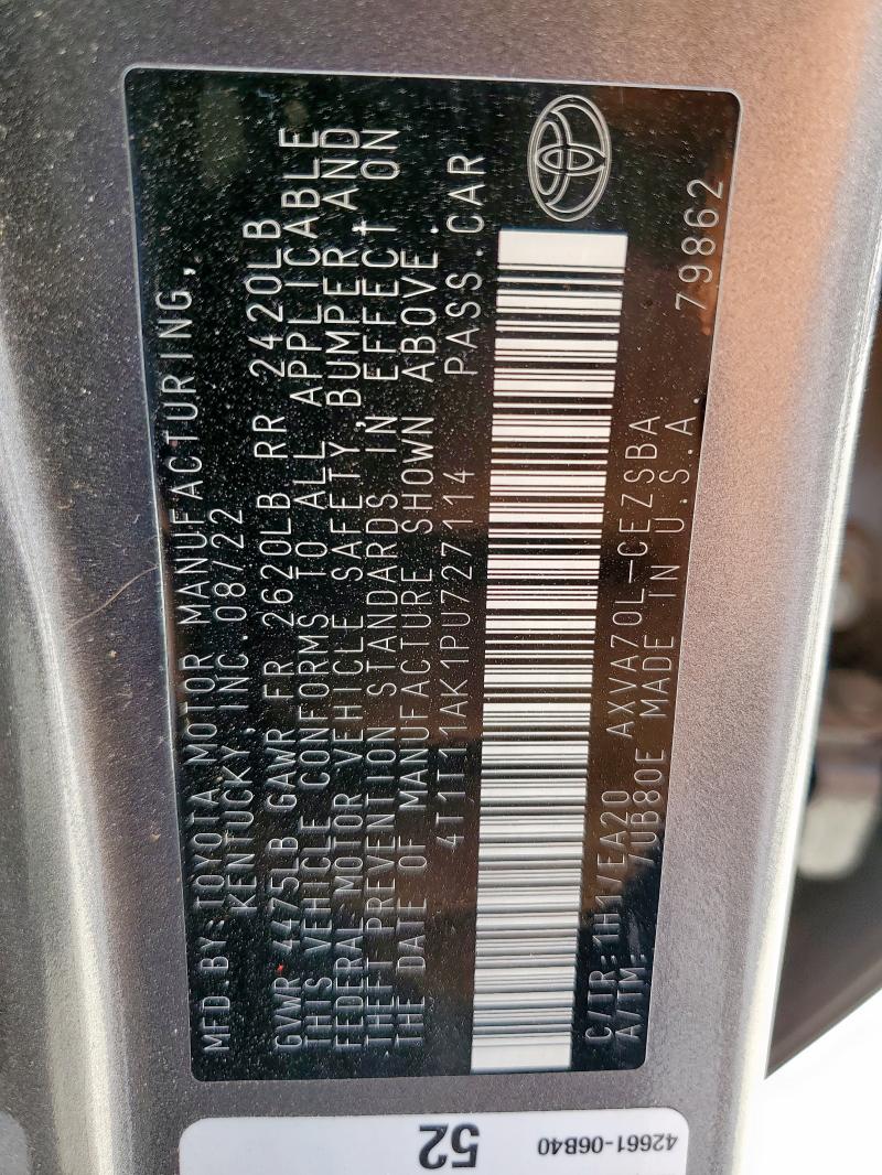 4T1T11AK1PU727114 - 2023 TOYOTA CAMRY SE NIGHT SHADE GRAY photo 12